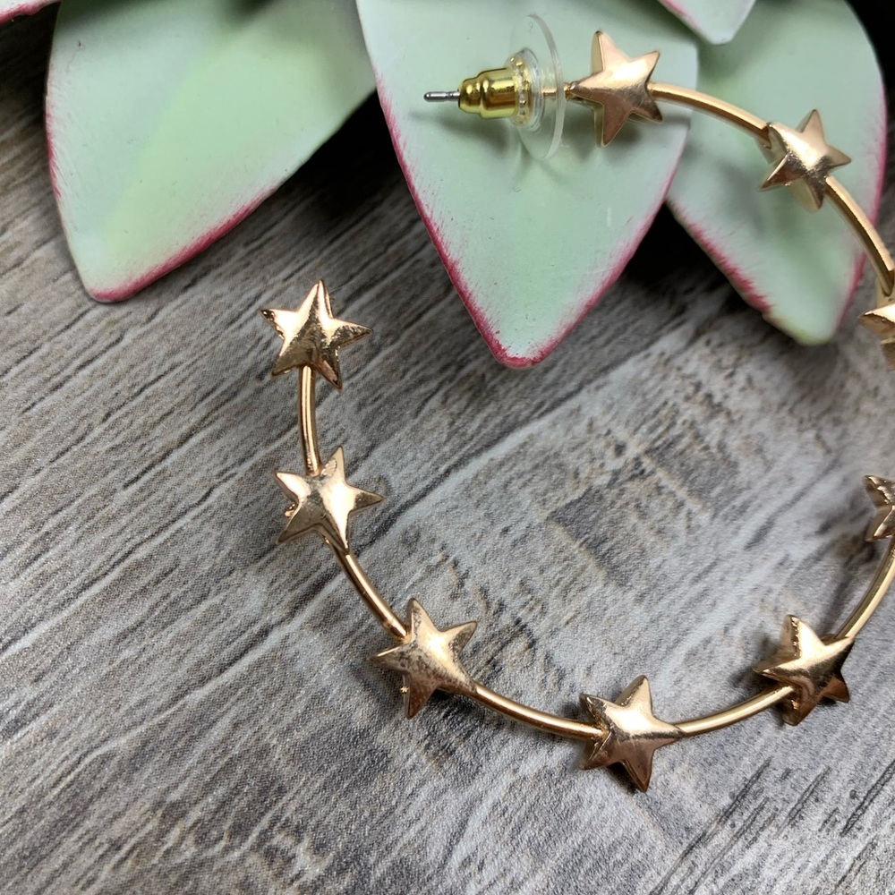 Made Of Stars Hoop Earrings - Gold - Picture 4 of 5